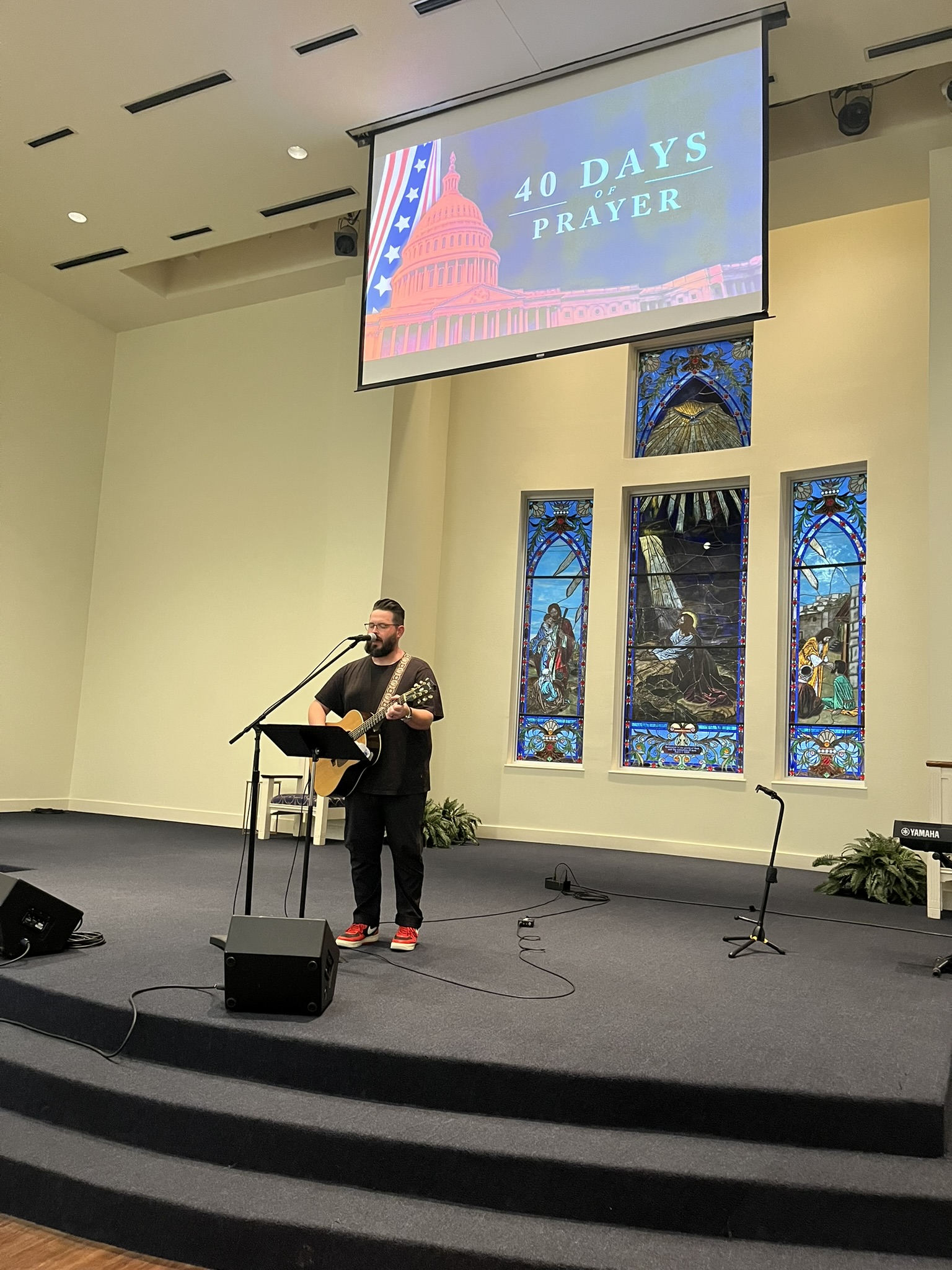 Zach Smith opens the joint event, 40 Days of Prayer (Cornerstone) and 10 Days of Prayer (Boerne Prays), with acoustic guitar and worship songs
