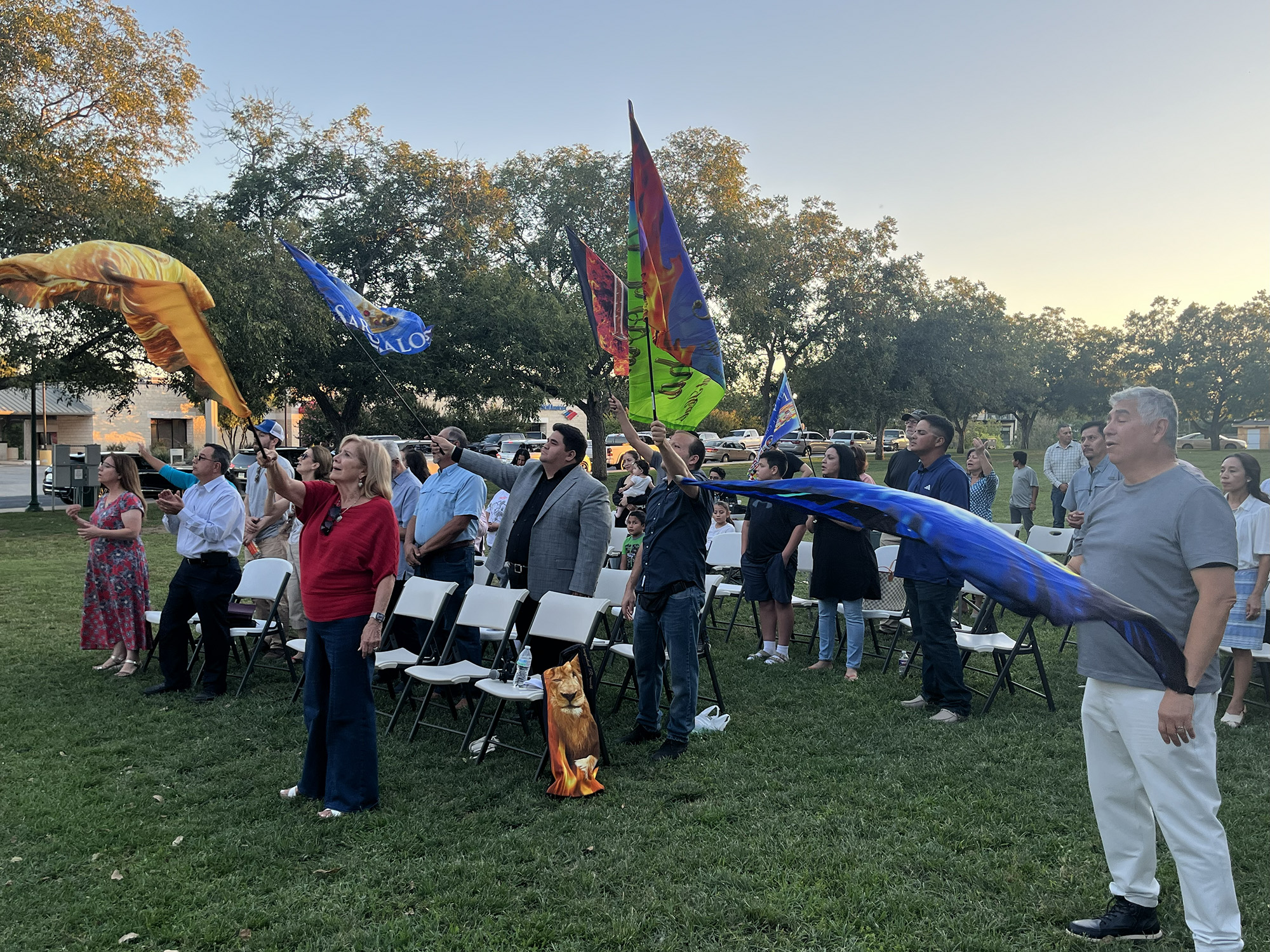 Flags lifted high