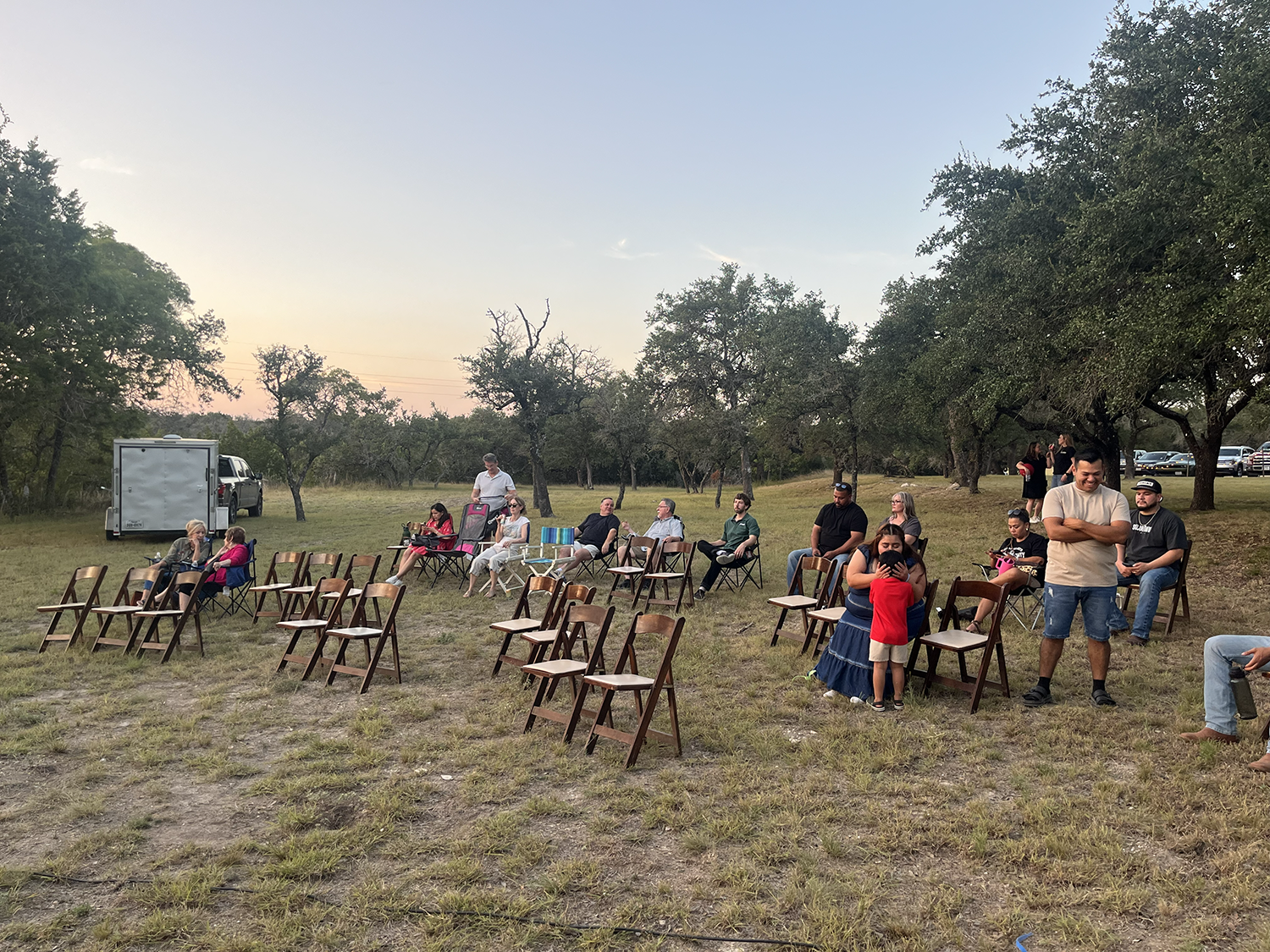 Attendees assemble on the lawn